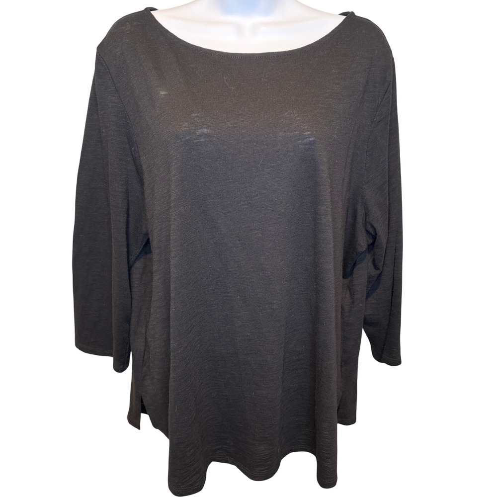 Chico's The Ultimate Tee Womens Black Top Sz 3/XL Travel Basics Breathable Soft